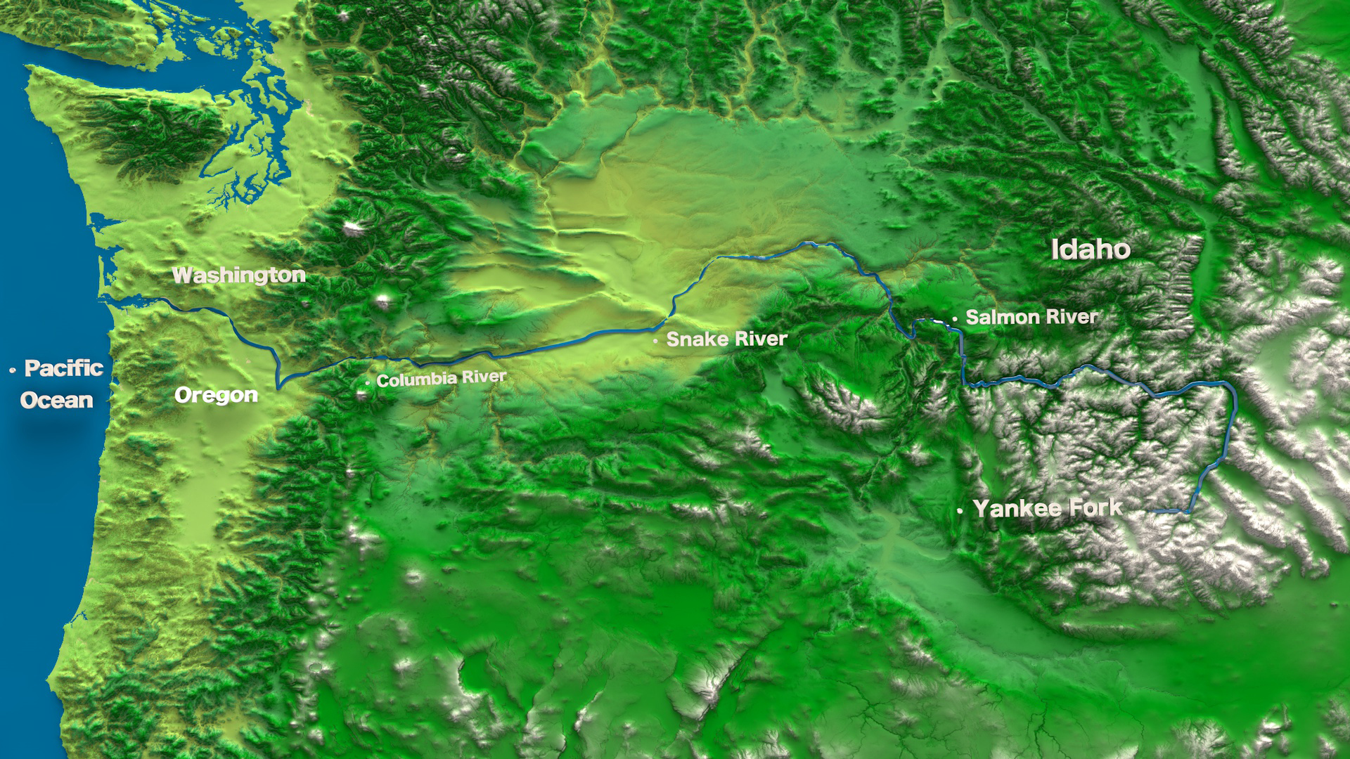 Ocean to Idaho Map